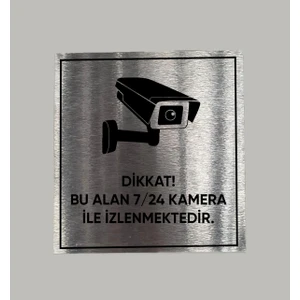 Aluminyum Levha Kamera Ile Izlenmektedir Yazılı Arkası Yapışkanlı 14X20 cm