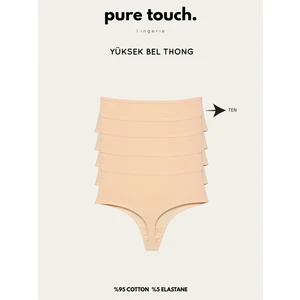 Kadın Yüksek Bel Tanga Külot 5'li Paket/ten