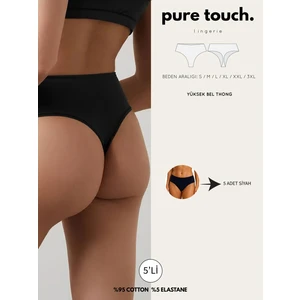 Kadın Yüksek Bel Tanga Külot 5'li Paket/siyah