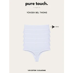 Kadın Yüksek Bel Tanga Külot 5'li Paket/beyaz