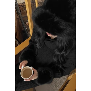 Kadın Atkılı Saç Örgülü Triko Pantolon Takım