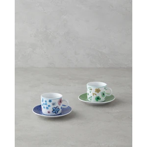 English Home Dewy Porselen 4 Parça 2 Kişilik Kahve Fincan Takımı 80 ml Mavi-Yeşil