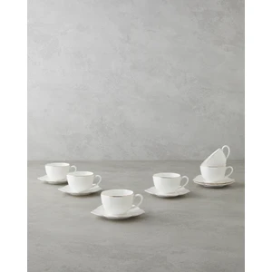 English Home Pure Form New Bone China 12 Parça 6 Kişilik Kahve Fincan Takımı 90 ml Beyaz-Gold