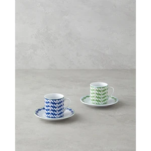 English Home Nixie Porselen 4 Parça 2 Kişilik Kahve Fincan Takımı 80 ml Yeşil-Mavi