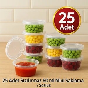 Diya3 25 Adet Sızdırmaz 60 ml Mini Saklama Kabı Sosluk Buzluk Kabı, Et Suyu, Kemik Suyu, Sos Kabı