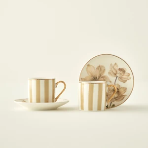 Blossom Porselen 2'li Kahve Fincanı Seti Bej (90 Cc)