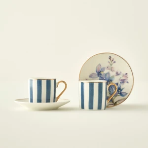 Blossom Porselen 2'li Kahve Fincanı Seti Mavi (90 Cc)