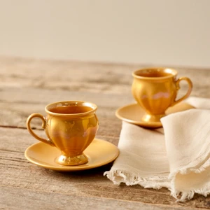 Bella Maison Clara 2'li Porselen Kahve Fincanı Seti Hardal (90 Cc)