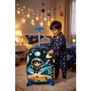 Valiz Çocuk Valiz WX-420 Astronot Baskılı Çocuk Valiz