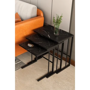 Barin Design C Zigon Sehpa – 3'lü Modern Metal Yan Sehpa, Laptop Masası ve Koltuk Yanı Kahve Sehpası