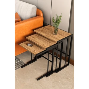 Barin Design C Zigon Sehpa – 3'lü Modern Metal Yan Sehpa, Laptop Masası ve Koltuk Yanı Kahve Sehpası