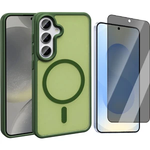 Samsung Galaxy S25 FE Kılıf M-safe Şarj Özellikli Mat Arka Yüzey Zore Sio Kapak + Hayalet Tempered Cam Ekran Koruyucu