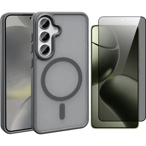 Samsung Galaxy S25 FE Kılıf M-safe Şarj Özellikli Mat Arka Yüzey Zore Sio Kapak + Hayalet Tempered Cam Ekran Koruyucu