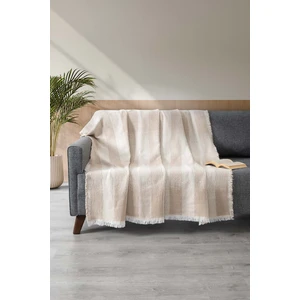 Denizli Concept Jakarlı Koltuk Örtüsü Bej