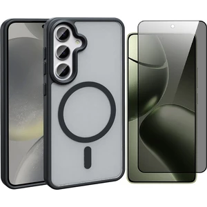 Samsung Galaxy S25 FE Kılıf M-safe Şarj Özellikli Mat Arka Yüzey Zore Sio Kapak + Hayalet Tempered Cam Ekran Koruyucu