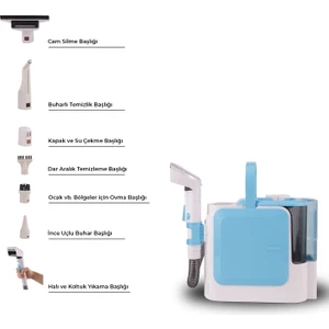 C11 Pro 2in1 16Kpa 1800W Sıcak Su Spreyli Buharlı Halı ve Koltuk Yıkama Leke Çıkarma Makinesi