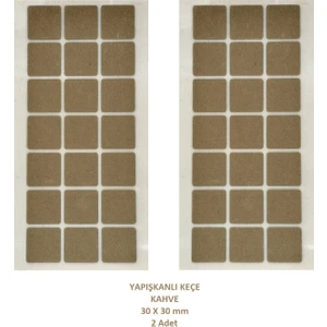 Kare Koyu Kahve 30x30 mm 2 Paket Yapışkanlı Sandalye Koltuk Mobilya Ayak Keçesi Zemin Koruyucu Keçe
