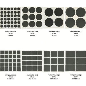 Zemin Koruyucu, Keçe Seti, Siyah, 8 Parça
