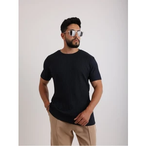 Kumaş Basic Kendinden Desenli T-Shirt