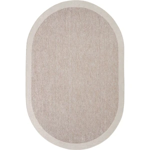 Cool Halı Pratico Bej Oval Dijital Baskı Hasır Görünüm Silinebilir Kaymaz Yıkanabilir Mutfak Halısı