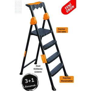 Mensa Plus 3+1 Basamaklı Metal Siyah Merdiven