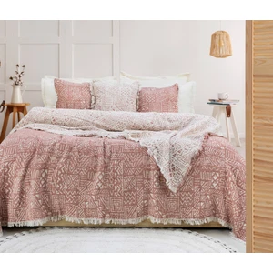 Meet Maya Natural Müslin 4 Katlı Etnik Desen Çift Yönlü Yatak Örtüsü