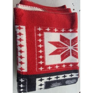 Pamuklu Çift Kişilik Battaniye Yılbaşı Geyik , Çam Ağacı Desenli