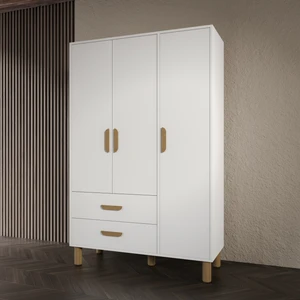 Bohem Beyaz 3 Kapaklı 2 Çekemeceli Tamamı Mdflam Dolap