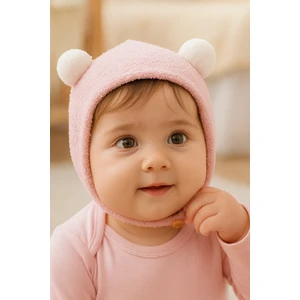 Ponponlu Peluş Bebek Beresi Pembe