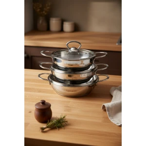 Meyra 6 Parça Çelik Sahan Seti (16-18-20 Cm)