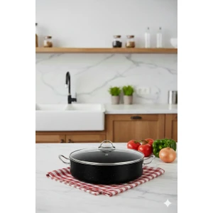 Granit Basık Tencere Siyah - Inox