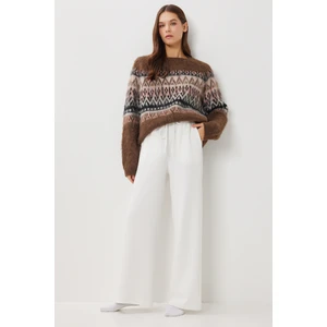 Happiness İstanbul Çok Yumuşak Dokulu Selanik Eşofman Altı LUB0063 Ekru