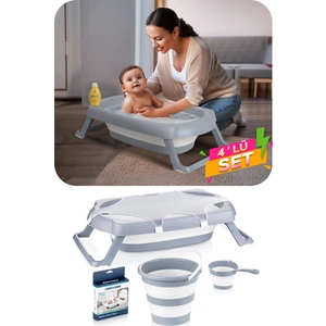 4 Parça Katlanır Bebek Banyo Küvet Seti 50 L – Pratik, Yer Tasarruflu ve Taşınabilir Tasarım