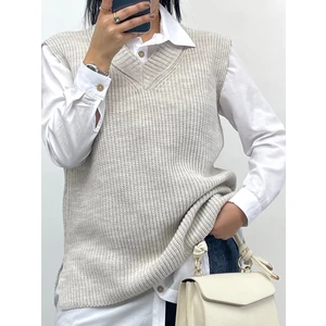 Nisum Moda V Yaka Triko Yırtmaçlı Süveter