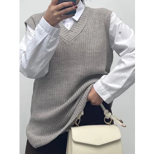 Nisum Moda V Yaka Triko Yırtmaçlı Süveter