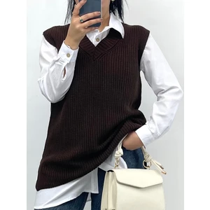 Nisum Moda V Yaka Triko Yırtmaçlı Süveter