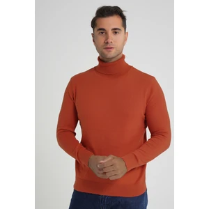 Trist Star Erkek Kiremit %100 Pamuk Balıkçı Yaka Triko Kazak TRIST-1105