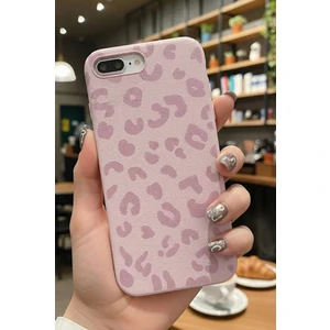 iPhone 7 Plus/8 Plus Kılıf Pembe Leopar Desenli Ince Yumuşak Silikon