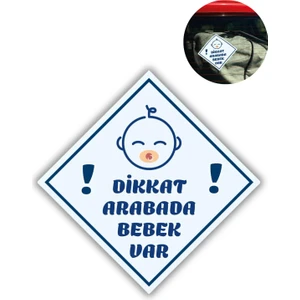 Alvo Store Buğz "dikkat Arabada Erkek Bebek Var - Emzikli" Uyarı Stickerı | Araba Camı Için 10X10 cm Etiket