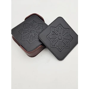 Selçuklu Desenli Şık Bardak Altlığı El Dikişli 6 Adet ( Holder Stantlı )