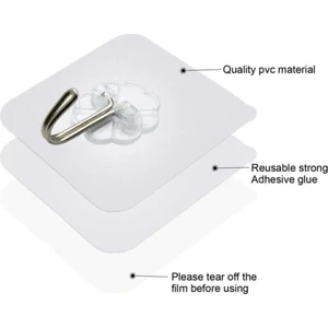 Askılık 12 Adet Şeffaf Güçlü Duvar Askısı Askılığı Yapışkan Vantuz Kanca Mutfak Banyo