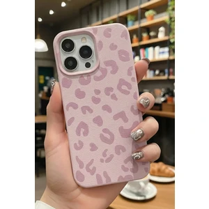iPhone 14 Pro Max Kılıf Pembe Leopar Desenli Ince Yumuşak Silikon