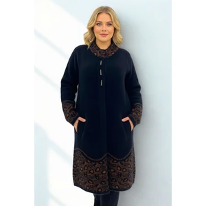 Triko Büyük Beden Angora Kadın Yumoş Çok Kalın Yüksek Kalite Anne Uzun Kışlık Siyah Hırka