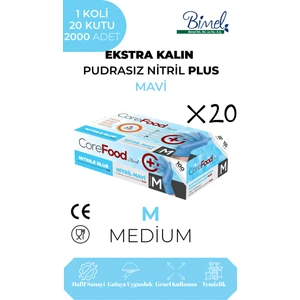 Ekstra Kalın Nitril Mavi Plus Muayene Eldiveni M - 3 Paket 100'lü