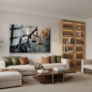 Yatay Cam Tablo Salon Duvar Tablosu Yatay Cam Gri Hukuk Tablosu Yeni Ev Hediyesi Ofis Tablosu