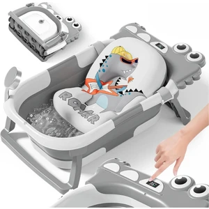 Tam Katlanır Termometreli Yeni Doğan Küveti – Yıkama Yastıklı, Avrupa Sertifikalı Bebek Küveti