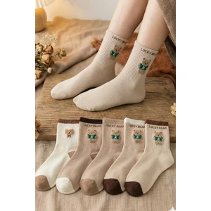 5 Çift Bear Desenli Kadın Çorap