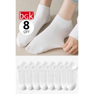 Unisex 8 Çift Pamuklu Basic Derbili Çorap (Siyah-Beyaz)