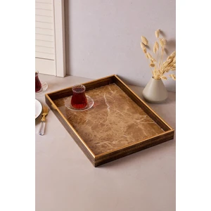 Turin Brown Marble Tepsi 33X45 cm
