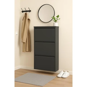 My Design Metal Ayakkabılık  3 Kapaklı Antrasit